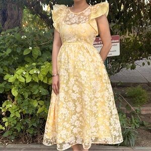Yellow Floral Lace Dress